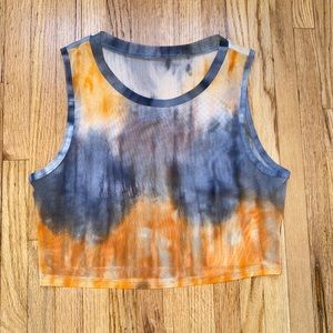 Mesh tie-dye crop top